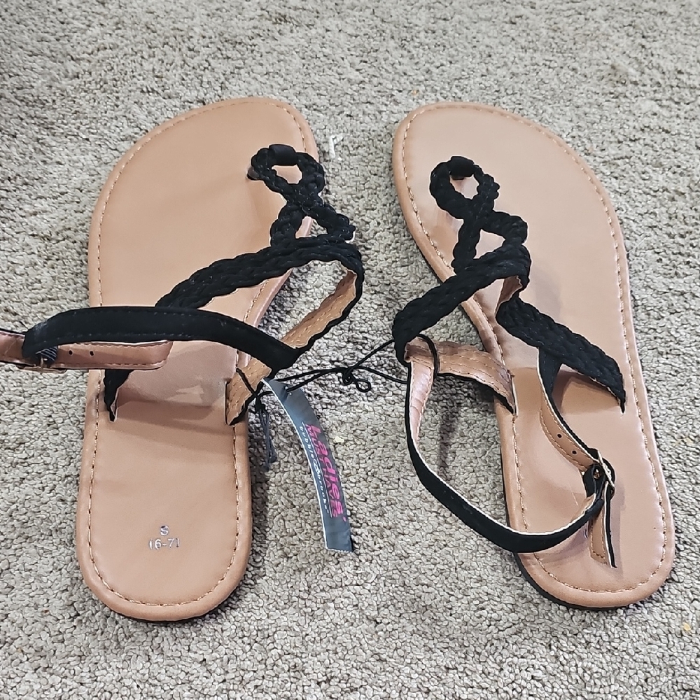 Bobbie Brooks Black Braided Sandals